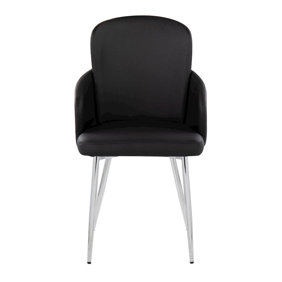 LumiSource Dahlia Dining Chair Set of 2 | Black PU and Chrome Metal | Dining Room & Kitchen Seating | 22 x 22.5 x 34.25 in | Model CH-DAHLIA2SVBK2