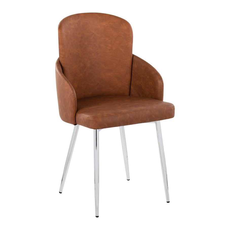 LumiSource Dahlia Dining Chair Set of 2 | Camel PU and Chrome Metal | Dining Room & Kitchen Seating | 22 x 22.5 x 34.25 in | Model CH-DAHLIA2SVCAM2