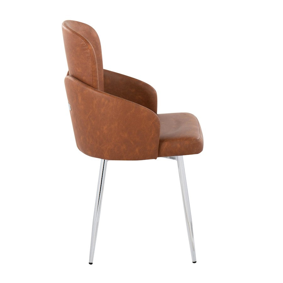 LumiSource Dahlia Dining Chair Set of 2 | Camel PU and Chrome Metal | Dining Room & Kitchen Seating | 22 x 22.5 x 34.25 in | Model CH-DAHLIA2SVCAM2