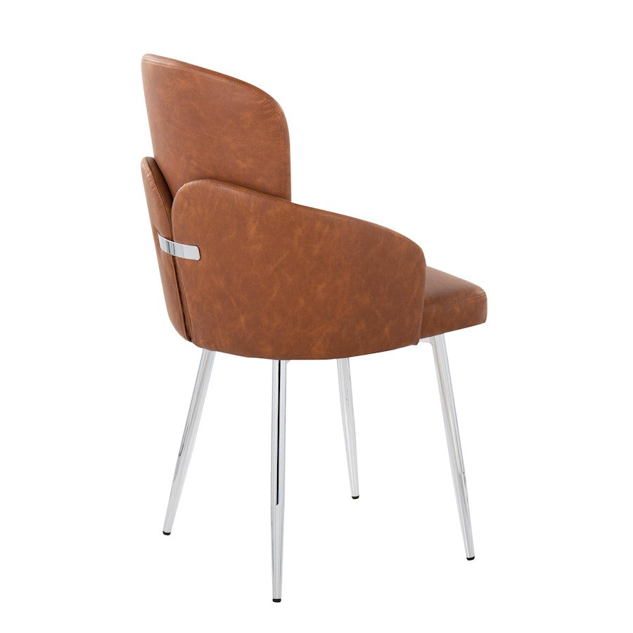 LumiSource Dahlia Dining Chair Set of 2 | Camel PU and Chrome Metal | Dining Room & Kitchen Seating | 22 x 22.5 x 34.25 in | Model CH-DAHLIA2SVCAM2