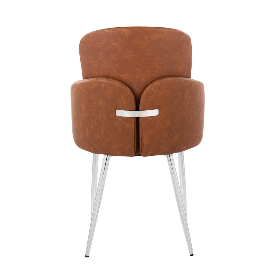 LumiSource Dahlia Dining Chair Set of 2 | Camel PU and Chrome Metal | Dining Room & Kitchen Seating | 22 x 22.5 x 34.25 in | Model CH-DAHLIA2SVCAM2