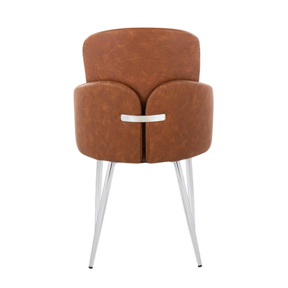 LumiSource Dahlia Dining Chair Set of 2 | Camel PU and Chrome Metal | Dining Room & Kitchen Seating | 22 x 22.5 x 34.25 in | Model CH-DAHLIA2SVCAM2