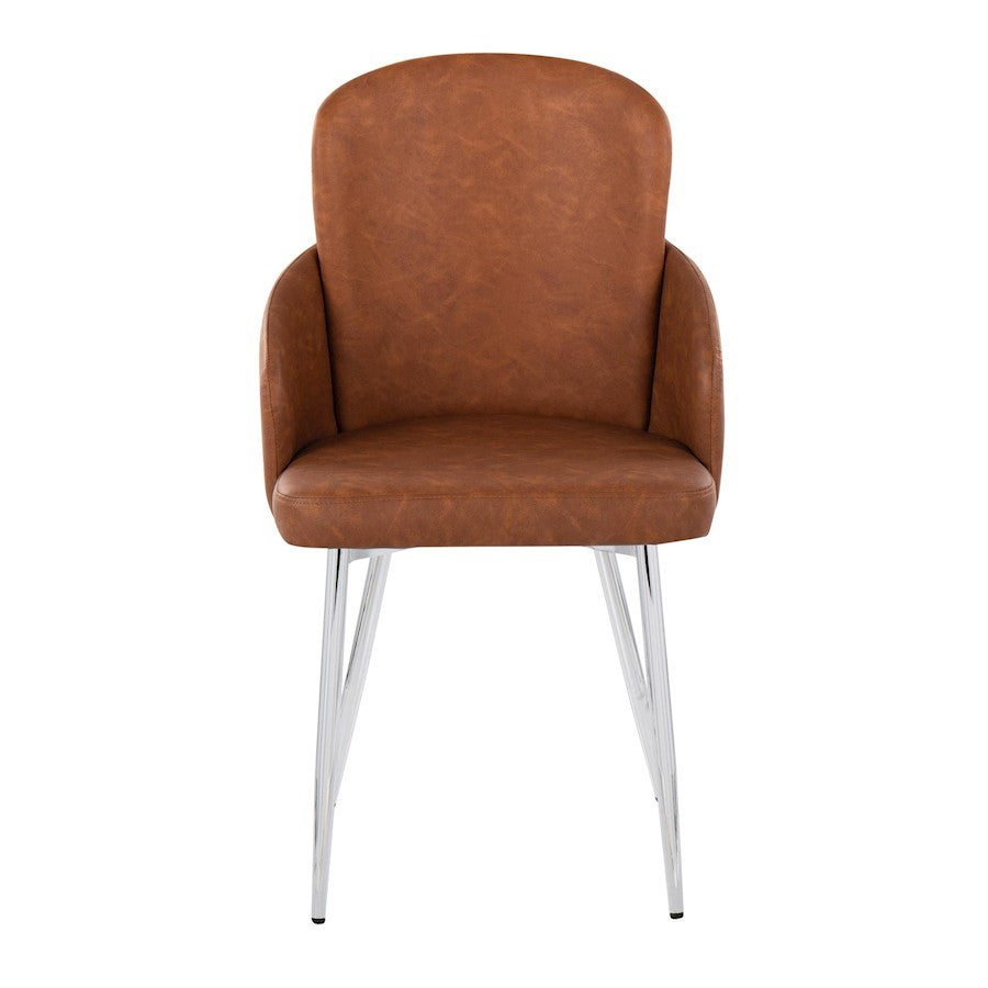 LumiSource Dahlia Dining Chair Set of 2 | Camel PU and Chrome Metal | Dining Room & Kitchen Seating | 22 x 22.5 x 34.25 in | Model CH-DAHLIA2SVCAM2