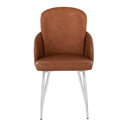 LumiSource Dahlia Dining Chair Set of 2 | Camel PU and Chrome Metal | Dining Room & Kitchen Seating | 22 x 22.5 x 34.25 in | Model CH-DAHLIA2SVCAM2