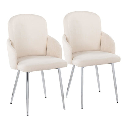 LumiSource Dahlia Dining Chair Set of 2 | Cream Fabric and Chrome Metal | Dining Room & Kitchen Seating | Model CH-DAHLIA2SVFCR2