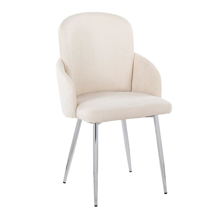 LumiSource Dahlia Dining Chair Set of 2 | Cream Fabric and Chrome Metal | Dining Room & Kitchen Seating | Model CH-DAHLIA2SVFCR2