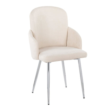 LumiSource Dahlia Dining Chair Set of 2 | Cream Fabric and Chrome Metal | Dining Room & Kitchen Seating | Model CH-DAHLIA2SVFCR2