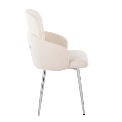 LumiSource Dahlia Dining Chair Set of 2 | Cream Fabric and Chrome Metal | Dining Room & Kitchen Seating | Model CH-DAHLIA2SVFCR2