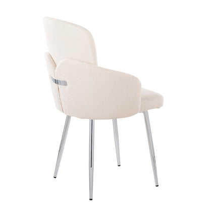 LumiSource Dahlia Dining Chair Set of 2 | Cream Fabric and Chrome Metal | Dining Room & Kitchen Seating | Model CH-DAHLIA2SVFCR2