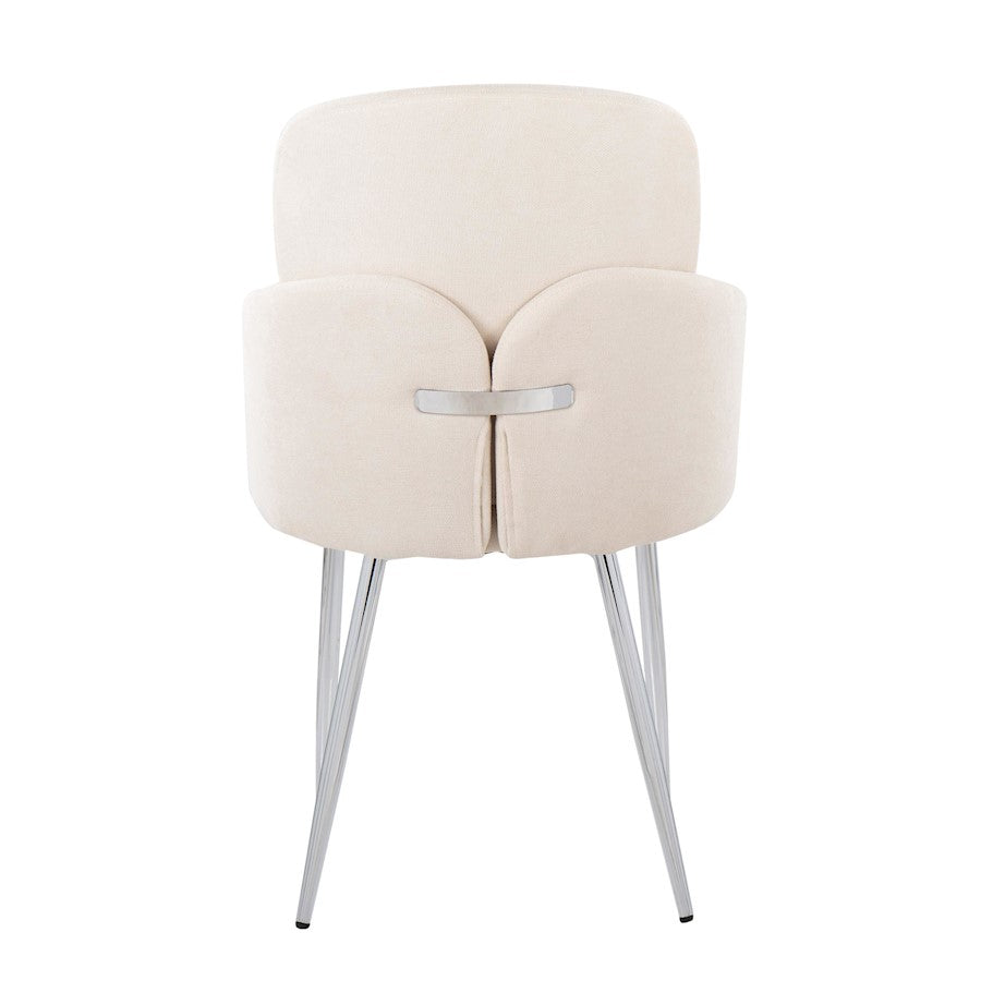 LumiSource Dahlia Dining Chair Set of 2 | Cream Fabric and Chrome Metal | Dining Room & Kitchen Seating | Model CH-DAHLIA2SVFCR2