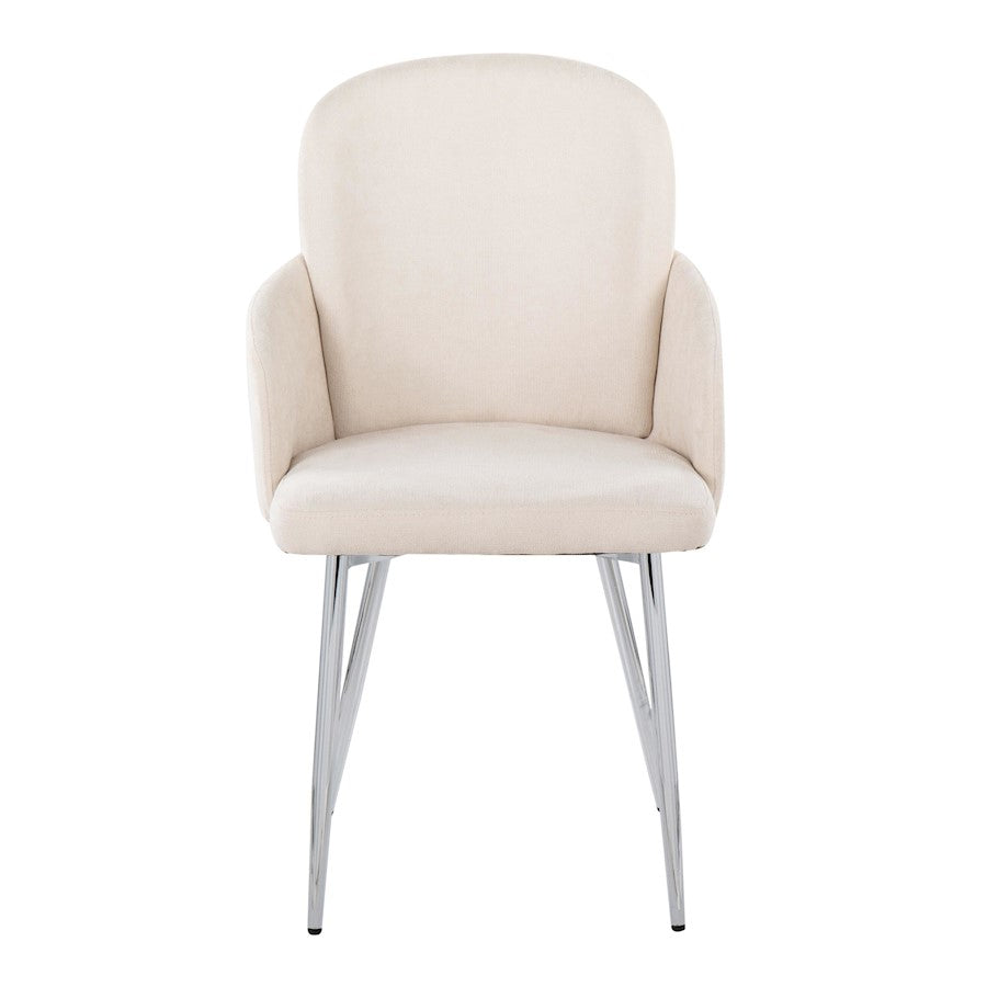 LumiSource Dahlia Dining Chair Set of 2 | Cream Fabric and Chrome Metal | Dining Room & Kitchen Seating | Model CH-DAHLIA2SVFCR2