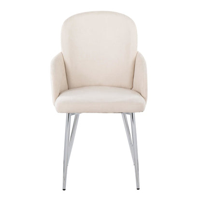 LumiSource Dahlia Dining Chair Set of 2 | Cream Fabric and Chrome Metal | Dining Room & Kitchen Seating | Model CH-DAHLIA2SVFCR2