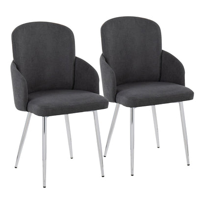 LumiSource Dahlia Dining Chair Set of 2 | Grey Fabric and Chrome Metal | Dining Room & Kitchen Seating | 22 x 22.5 x 34.25 in | Model CH-DAHLIA2SVFGY2