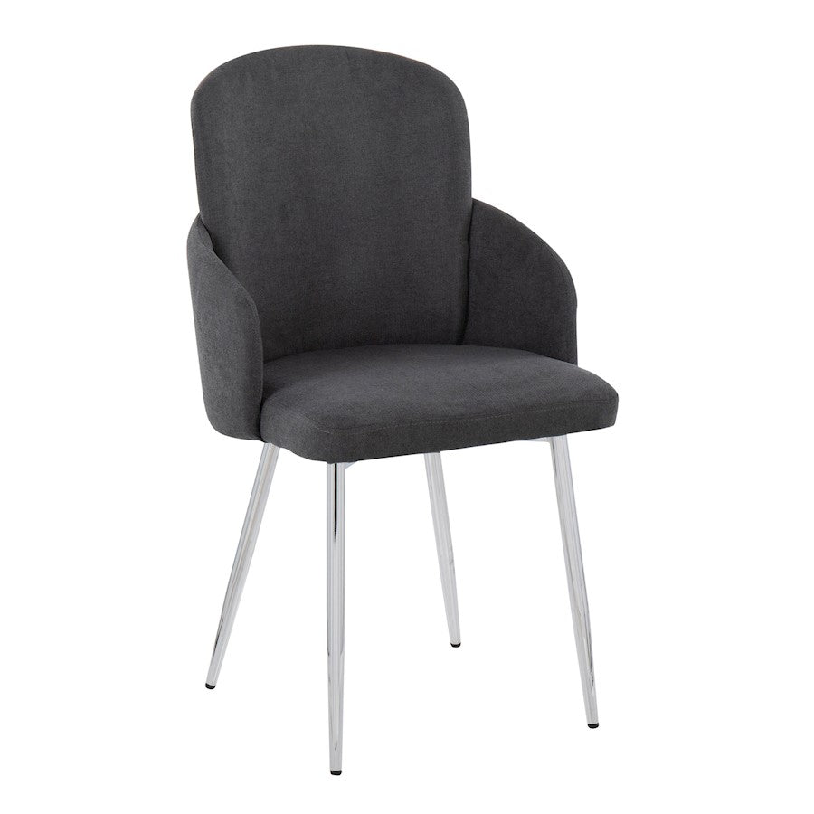LumiSource Dahlia Dining Chair Set of 2 | Grey Fabric and Chrome Metal | Dining Room & Kitchen Seating | 22 x 22.5 x 34.25 in | Model CH-DAHLIA2SVFGY2