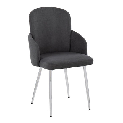 LumiSource Dahlia Dining Chair Set of 2 | Grey Fabric and Chrome Metal | Dining Room & Kitchen Seating | 22 x 22.5 x 34.25 in | Model CH-DAHLIA2SVFGY2