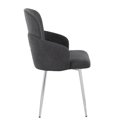 LumiSource Dahlia Dining Chair Set of 2 | Grey Fabric and Chrome Metal | Dining Room & Kitchen Seating | 22 x 22.5 x 34.25 in | Model CH-DAHLIA2SVFGY2