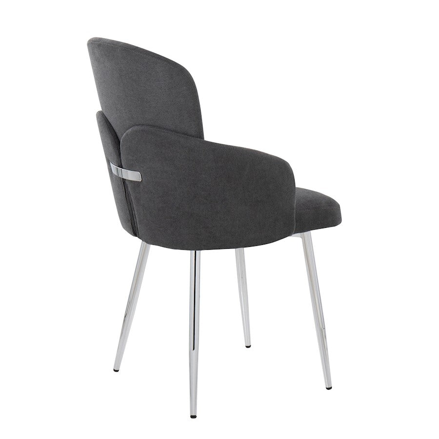 LumiSource Dahlia Dining Chair Set of 2 | Grey Fabric and Chrome Metal | Dining Room & Kitchen Seating | 22 x 22.5 x 34.25 in | Model CH-DAHLIA2SVFGY2