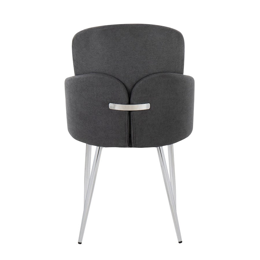 LumiSource Dahlia Dining Chair Set of 2 | Grey Fabric and Chrome Metal | Dining Room & Kitchen Seating | 22 x 22.5 x 34.25 in | Model CH-DAHLIA2SVFGY2