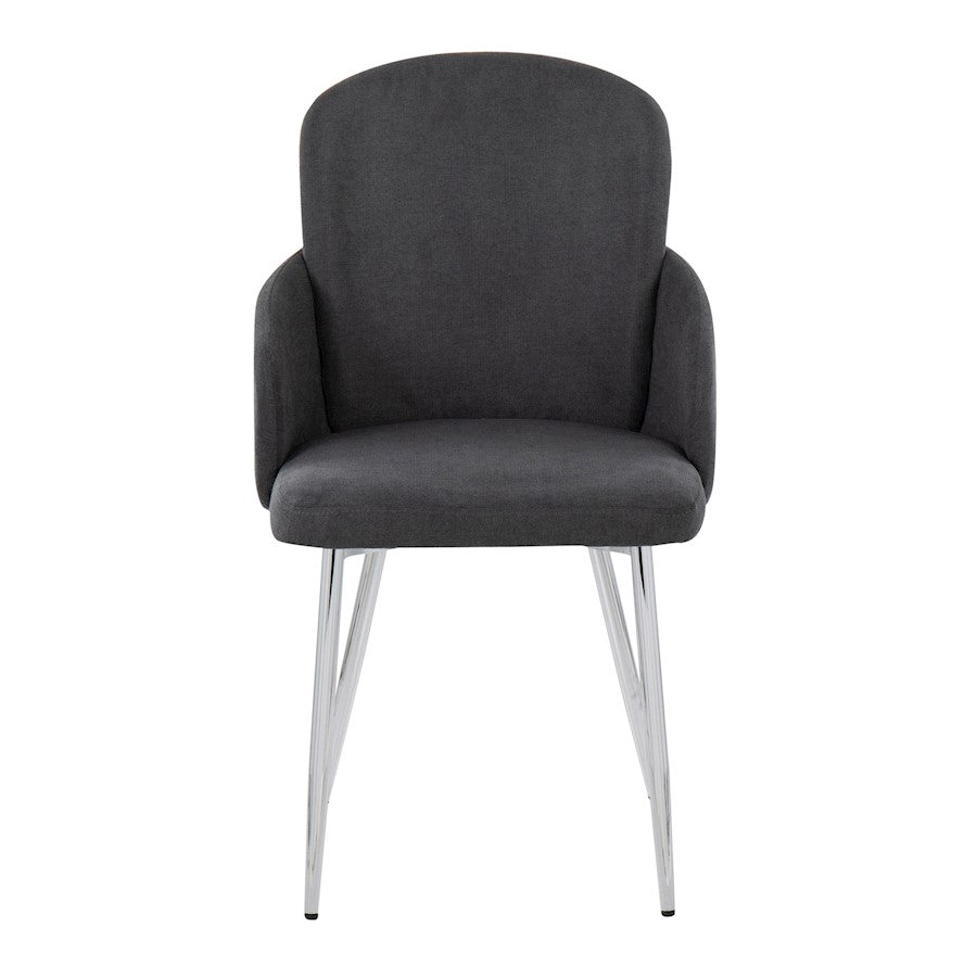 LumiSource Dahlia Dining Chair Set of 2 | Grey Fabric and Chrome Metal | Dining Room & Kitchen Seating | 22 x 22.5 x 34.25 in | Model CH-DAHLIA2SVFGY2