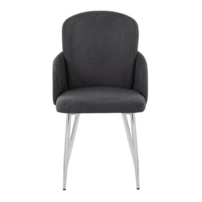 LumiSource Dahlia Dining Chair Set of 2 | Grey Fabric and Chrome Metal | Dining Room & Kitchen Seating | 22 x 22.5 x 34.25 in | Model CH-DAHLIA2SVFGY2