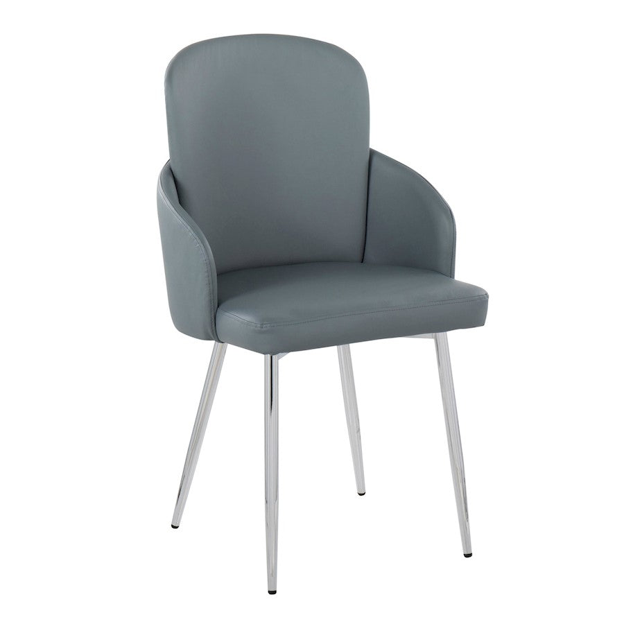 LumiSource Dahlia Dining Chair Set of 2 | Grey PU and Chrome Metal | Dining Room & Kitchen Seating | 22 x 22 x 34 in | Model CH-DAHLIA2SVGY2