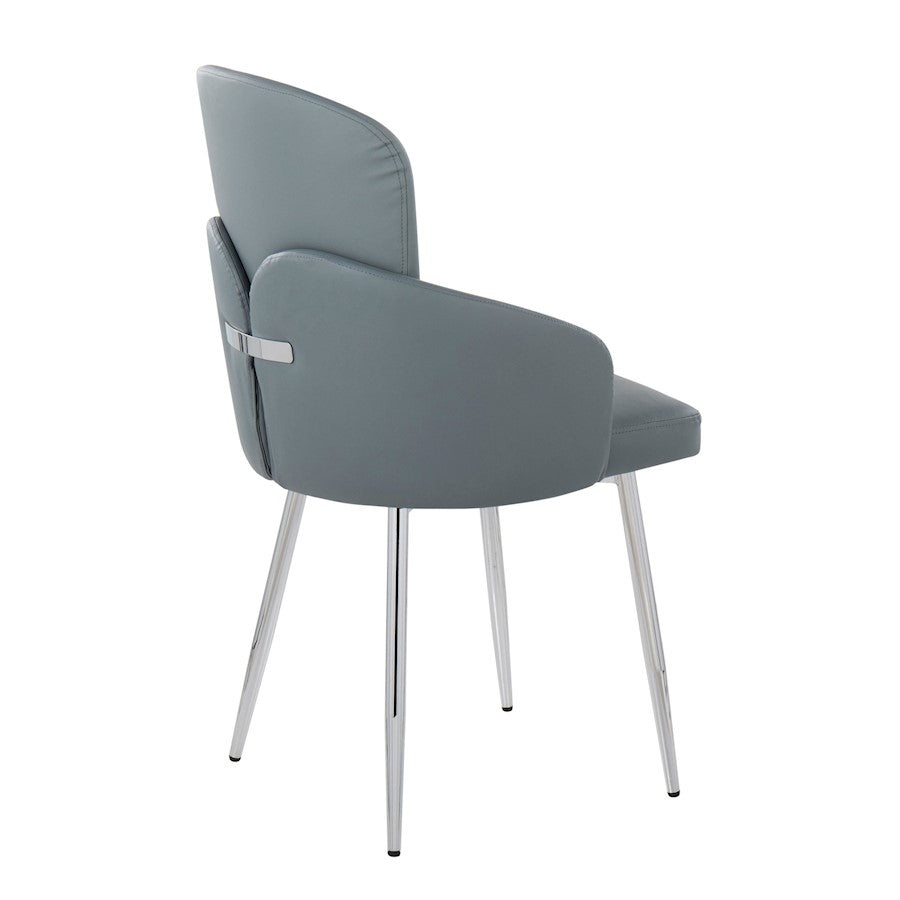LumiSource Dahlia Dining Chair Set of 2 | Grey PU and Chrome Metal | Dining Room & Kitchen Seating | 22 x 22 x 34 in | Model CH-DAHLIA2SVGY2