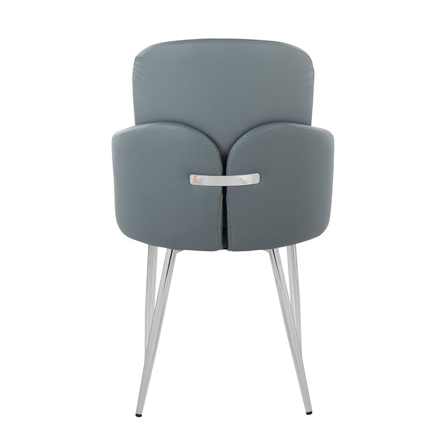 LumiSource Dahlia Dining Chair Set of 2 | Grey PU and Chrome Metal | Dining Room & Kitchen Seating | 22 x 22 x 34 in | Model CH-DAHLIA2SVGY2