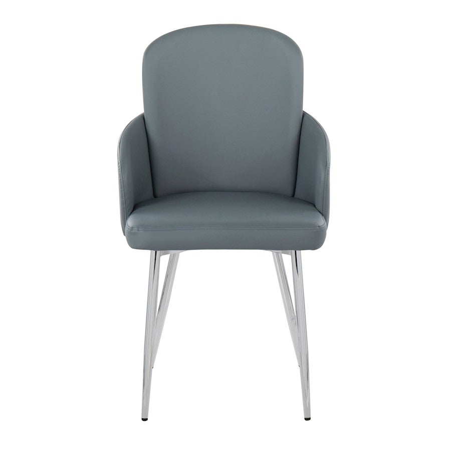 LumiSource Dahlia Dining Chair Set of 2 | Grey PU and Chrome Metal | Dining Room & Kitchen Seating | 22 x 22 x 34 in | Model CH-DAHLIA2SVGY2