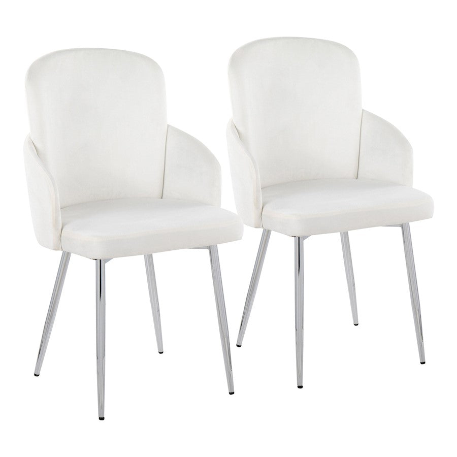 LumiSource Dahlia Dining Chair Set of 2 | Cream Velvet and Gold/Chrome Metal | Dining Room & Kitchen Seating | Model CH-DAHLIA2SVVCR2