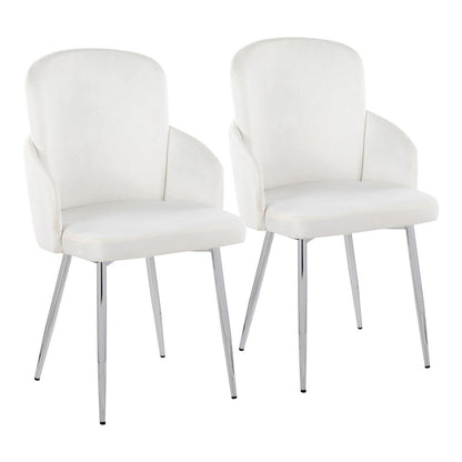 LumiSource Dahlia Dining Chair Set of 2 | Cream Velvet and Gold/Chrome Metal | Dining Room & Kitchen Seating | Model CH-DAHLIA2SVVCR2
