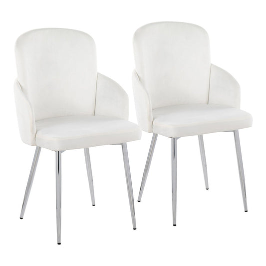 LumiSource Dahlia Dining Chair Set of 2 | Cream Velvet and Gold/Chrome Metal | Dining Room & Kitchen Seating | Model CH-DAHLIA2SVVCR2