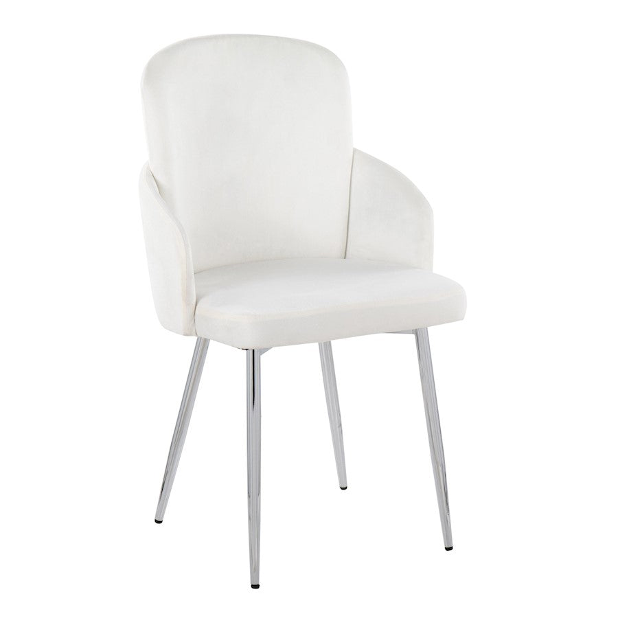 LumiSource Dahlia Dining Chair Set of 2 | Cream Velvet and Gold/Chrome Metal | Dining Room & Kitchen Seating | Model CH-DAHLIA2SVVCR2