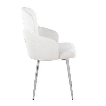 LumiSource Dahlia Dining Chair Set of 2 | Cream Velvet and Gold/Chrome Metal | Dining Room & Kitchen Seating | Model CH-DAHLIA2SVVCR2