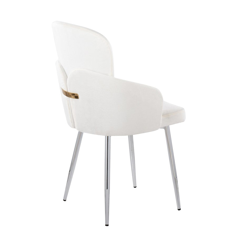 LumiSource Dahlia Dining Chair Set of 2 | Cream Velvet and Gold/Chrome Metal | Dining Room & Kitchen Seating | Model CH-DAHLIA2SVVCR2