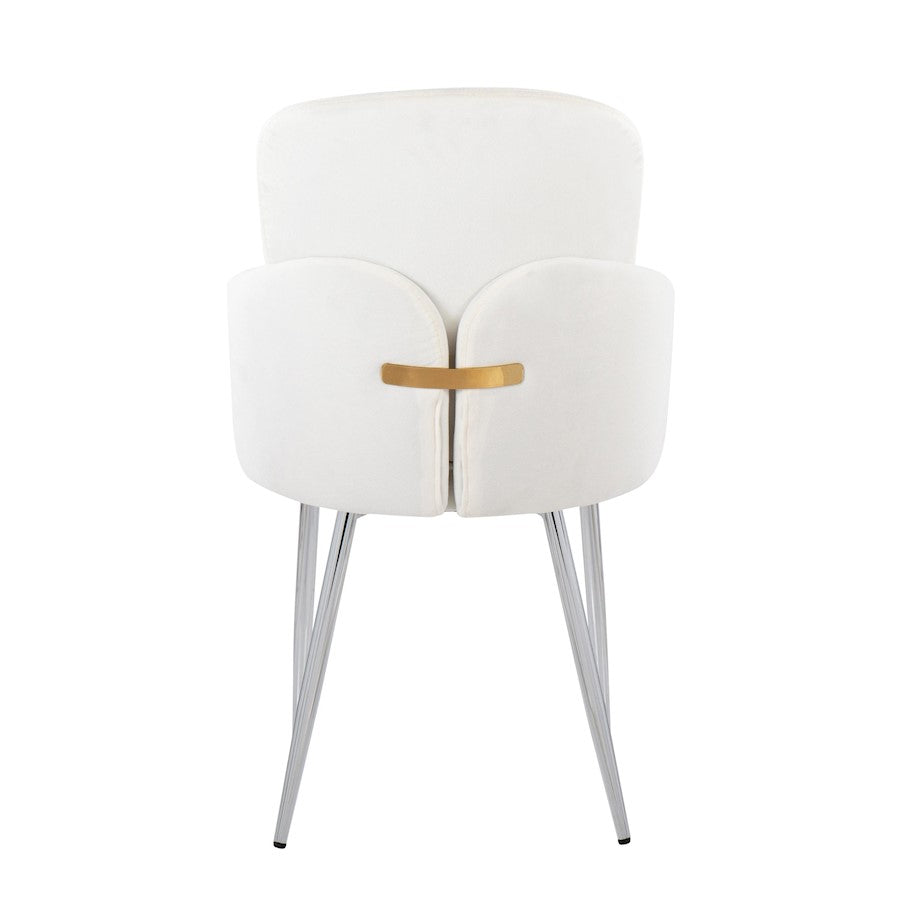 LumiSource Dahlia Dining Chair Set of 2 | Cream Velvet and Gold/Chrome Metal | Dining Room & Kitchen Seating | Model CH-DAHLIA2SVVCR2