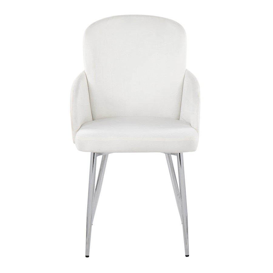 LumiSource Dahlia Dining Chair Set of 2 | Cream Velvet and Gold/Chrome Metal | Dining Room & Kitchen Seating | Model CH-DAHLIA2SVVCR2