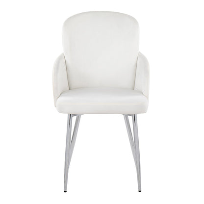 LumiSource Dahlia Dining Chair Set of 2 | Cream Velvet and Gold/Chrome Metal | Dining Room & Kitchen Seating | Model CH-DAHLIA2SVVCR2