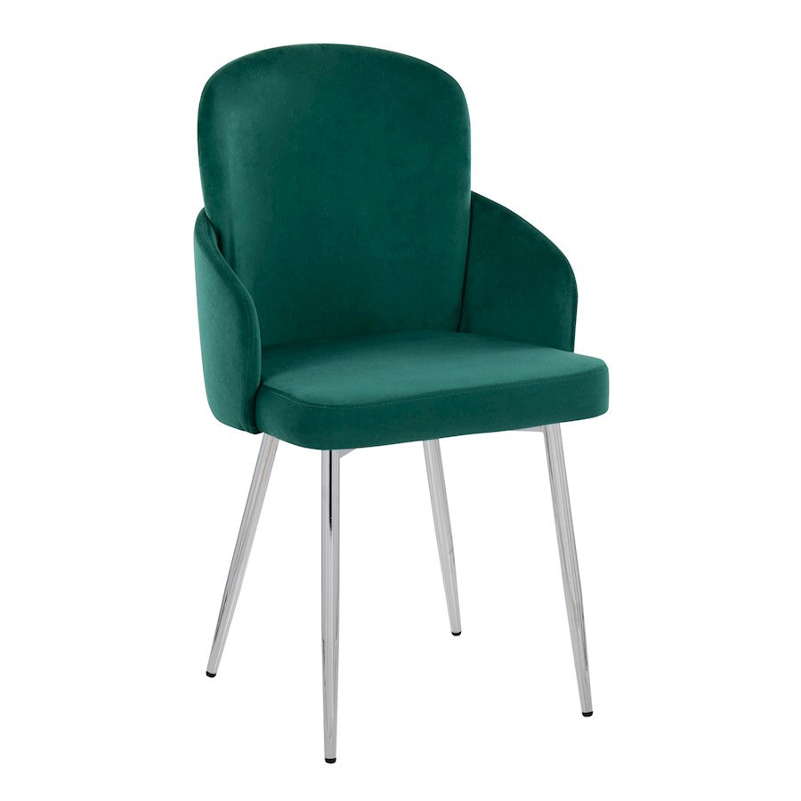 LumiSource Dahlia Dining Chair Set of 2 | Green Velvet and Gold/Chrome Metal | Dining Room & Kitchen Seating | Model CH-DAHLIA2SVVGN2