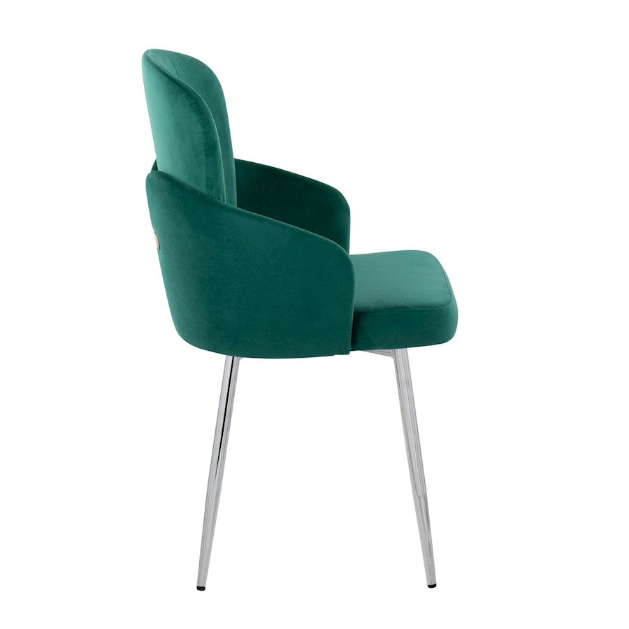 LumiSource Dahlia Dining Chair Set of 2 | Green Velvet and Gold/Chrome Metal | Dining Room & Kitchen Seating | Model CH-DAHLIA2SVVGN2