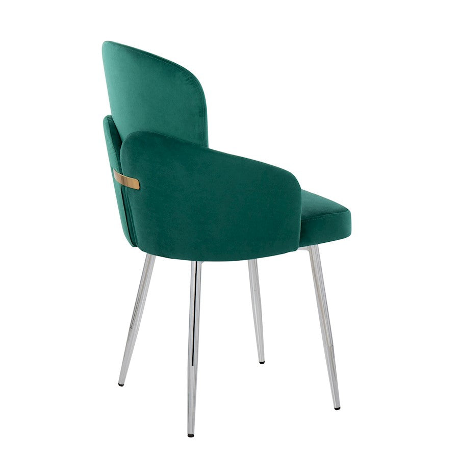 LumiSource Dahlia Dining Chair Set of 2 | Green Velvet and Gold/Chrome Metal | Dining Room & Kitchen Seating | Model CH-DAHLIA2SVVGN2