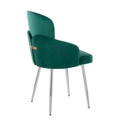 LumiSource Dahlia Dining Chair Set of 2 | Green Velvet and Gold/Chrome Metal | Dining Room & Kitchen Seating | Model CH-DAHLIA2SVVGN2