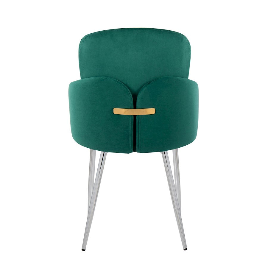 LumiSource Dahlia Dining Chair Set of 2 | Green Velvet and Gold/Chrome Metal | Dining Room & Kitchen Seating | Model CH-DAHLIA2SVVGN2
