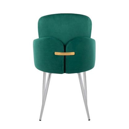 LumiSource Dahlia Dining Chair Set of 2 | Green Velvet and Gold/Chrome Metal | Dining Room & Kitchen Seating | Model CH-DAHLIA2SVVGN2