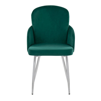 LumiSource Dahlia Dining Chair Set of 2 | Green Velvet and Gold/Chrome Metal | Dining Room & Kitchen Seating | Model CH-DAHLIA2SVVGN2