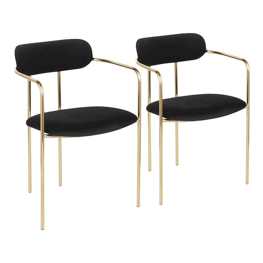 LumiSource Demi Dining Chair Set/2 | Gold Metal Frame & Black Velvet | Modern Dining Room & Kitchen Seating | 20 x 20 x 30 in | Model CH-DEMIAUVBK2