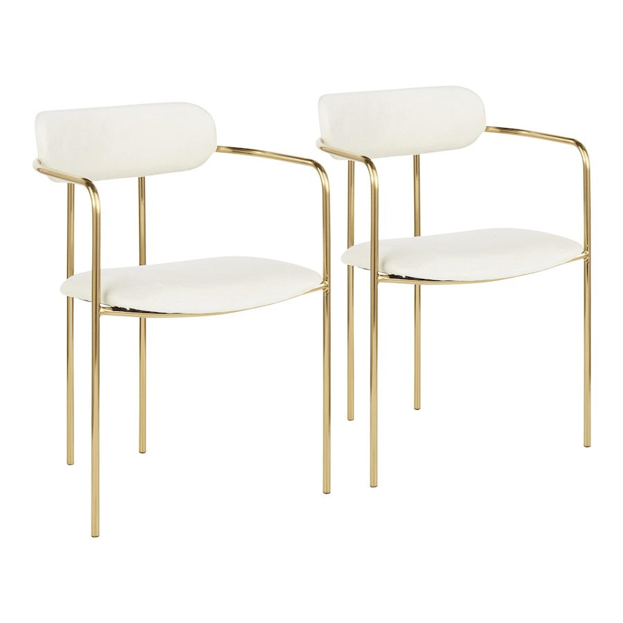 LumiSource Demi Dining Chair Set/2 | Gold Metal Frame & Cream Velvet | Modern Dining Room & Kitchen Seating | 20 x 20 x 30 in | Model CH-DEMIAUVCR2
