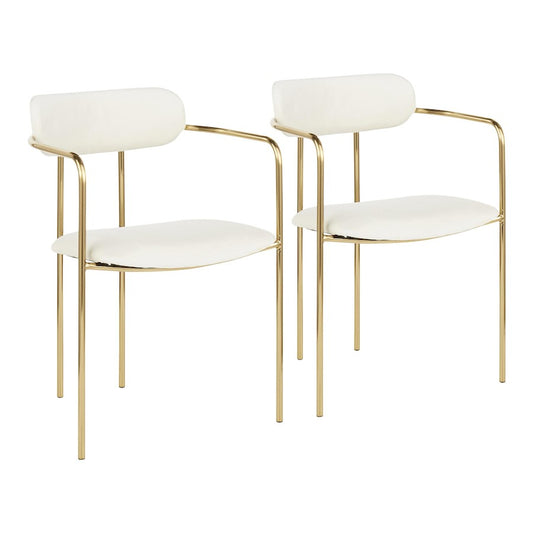 LumiSource Demi Dining Chair Set/2 | Gold Metal Frame & Cream Velvet | Modern Dining Room & Kitchen Seating | 20 x 20 x 30 in | Model CH-DEMIAUVCR2