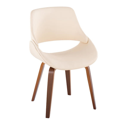 LumiSource Fabrizzi Chair Set of 2 | Mid-Century Walnut Wood and Cream PU | Dining Room & Living Room Accent Seating | Model CH-FBCONLPU2WLCR2