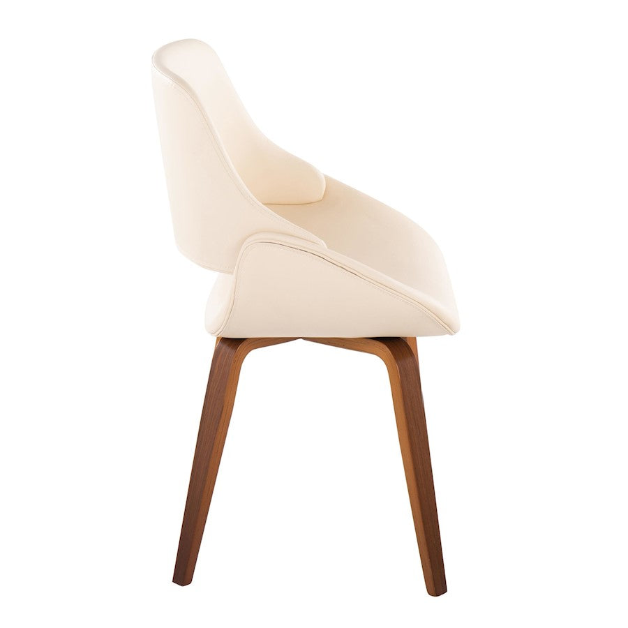 LumiSource Fabrizzi Chair Set of 2 | Mid-Century Walnut Wood and Cream PU | Dining Room & Living Room Accent Seating | Model CH-FBCONLPU2WLCR2
