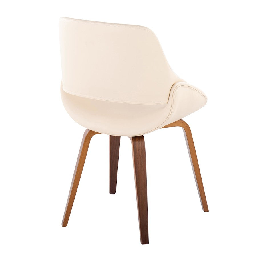 LumiSource Fabrizzi Chair Set of 2 | Mid-Century Walnut Wood and Cream PU | Dining Room & Living Room Accent Seating | Model CH-FBCONLPU2WLCR2